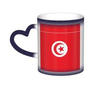 Kingww Mug magique réactif à la chaleur avec drapeau tunisien 325 ml - Une expérience de boisson qui change de couleur avec la température