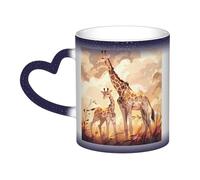 Kingww Mug magique réactif à la chaleur avec motif girafe mère et enfant 325 ml - Une expérience de boisson qui change de couleur avec la température