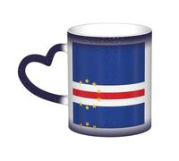 Kingww Mug magique réactif à la chaleur Motif drapeau du Cap-Vert 325 ml