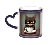 Kingww Tasse magique réactive à la chaleur avec motif de chats de café 325 ml - Une expérience de boisson qui change de couleur avec la température