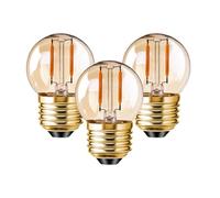 KINGYEENUO Lot de 3 ampoules LED vintage E27 1,5 W G40 ambré à intensité variable - Blanc chaud - 2200 K - Équivalent à 15 W - Pour plafonnier d'intérieur
