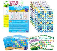 KingYH 2 pièces Tableau de Récompenses pour Enfants Potty Chart Dino et Vie Marine Système de Récompenses pour L'apprentissage de La Propreté avec Autocollants pour Les Bonnes Habitudes D'utilisation