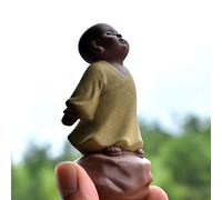 Kingzhuo Petite statue de Bouddha en céramique - Figurine de moine créative pour bébé - Ornements de poupées - Cadeau classique chinois délicat - Accessoires de thé - 10,2 cm de haut