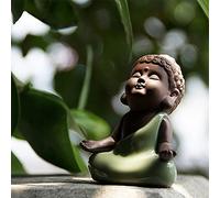 Kingzhuo Petite Statue de Bouddha Mignonne en céramique - Figurine de Moine - Bouddha Mignon - Décoration d'intérieur - Décoration Zen - Figurine Rulai paisible (C)