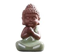 Kingzhuo Petite statue de Bouddha mignonne en céramique - Figurine Rulai paisible - Créative pour bébé - Ornements - Cadeau classique et délicat - Accessoires de thé (B)