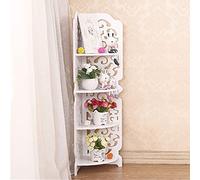 KinHall Étagère d'Angle à 4 Niveaux - Blanche, Sur Pied, Murale, Creuse Sculptée pour Salon, Salle de Bain, Articles de Toilette