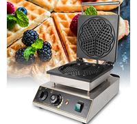 KinHall Gaufrier en forme de cœur - Gaufrier électrique - Gaufrier pour gaufres classiques - Anti-adhésif - 1750 W - Acier inoxydable
