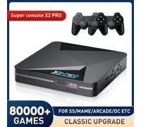 KINHANK Super Console X2 Pro Console de jeu vidéo rétro avec 80000 jeux vidéo pour PS1/DC/MAME/SS avec manette de jeu boîte de jeu cadeau pour enfant 64g