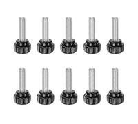KINHARD 10 Piezas Tornillos Moleteados, M5 × 15 Tornillo Moleteados para Pulgar, Cabeza Redonda Tornillo con Palometa, Diámetro de Cabeza 14 mm, Tornillos Manuales Negros para Muebles e Instrumentos