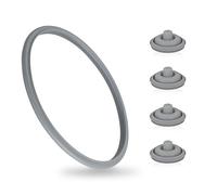 KINHARD Joint pour Cocotte Minute, 22 cm Silicone Joint D'étanchéité Autocuiseur, Gris Bague D'étanchéité de Cuisson et 4 Pièces Bouchons Silicone Autocuiseur, pour Autocuiseurs WMF