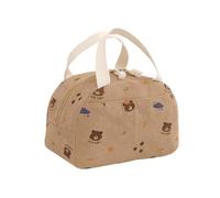 KINHARD Sac Lunch Isotherme, 6,5 L Sac Isotherme Enfant, Sac Semi-Circulaire en Velours Côtelé Petit Sac-Isotherme Repas, Pliable, avec Motif Ours, Idéal pour L'école, le Bureau et les Pique-Niques