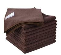 KinHwa Chiffons de Nettoyage en Microfibre, 10 Packs Serviettes épaisses pour la Cuisine, Super absorbants et Doux torchons Ménage Multi-usages, 30cm x 30cm Marron