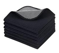 KinHwa Chiffons de Nettoyage en Microfibre 6 Pack，Torchon de Cuisine，torchon Vaisselle Super Absorbant,Chiffon Cuisine,serveitte nettoyagant de Cuisine et Multi-usages 30x30cm Noir