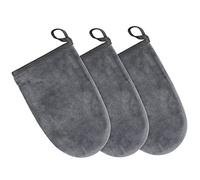 KinHwa Gant de toilette, lavable, microfibre, réutilisable, lingette démaquillante, lingette nettoyante, lavable, serviette, 13 cm x 20 cm, lot de 3, gris