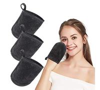 KinHwa Gant Démaquillant lavable Microfibre，gant microfibre visage,doux lingette Nettoyant Séchage rapide chiffon serviette femme Réutilisable 3 pack(13x10cm, gris foncé)