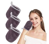 KinHwa Gant Démaquillant lavable Microfibre，gant microfibre visage,doux lingette Nettoyant Séchage rapide chiffon serviette femme Réutilisable 3 pack(13x10cm, Violet)
