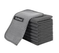 KinHwa Lavettes de Cuisine pour la Vaisselle, torchons en Microfibres absorbants, séchage Rapide, avec côté abrasif en Polyester, Gris-B, 17,8 x 17,8 cm
