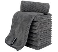 KinHwa Lot de 10 Petites Serviettes en Microfibre très absorbantes et Ultra Douces pour Cheveux, Spa et Voyage Gris foncé 30 x 50 cm