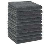 KinHwa Lot de 10 serviettes d'invité 30 x 50 cm, en microfibre, moelleuses, douces et absorbantes, 30 x 50 cm, gris foncé