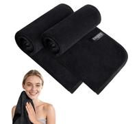 KinHwa Lot de 2 essuie-Mains en Microfibre Doux pour Salle de Bain, Spa, Salle de Sport, 30 cm x 50 cm, séchage Rapide, Noir