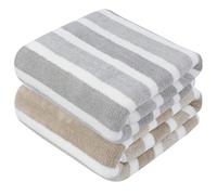 KinHwa Lot de 2 Grandes Serviettes de Bain en Microfibre XL 76 cm x 152 cm - Séchage Rapide et Non Pelucheux - Douces et absorbantes - Gris Clair + Marron