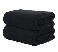 KinHwa Lot de 2 serviettes en microfibre moelleuse pour cheveux - Douces et absorbantes - 50 x 100 cm - Gris foncé et noir