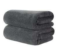 KinHwa Lot de 2 serviettes en microfibre moelleuse pour cheveux - Douces et absorbantes - 50 x 100 cm - Gris foncé