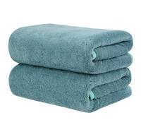 KinHwa Lot de 2 serviettes en microfibre moelleuse pour cheveux - Douces et absorbantes - 50 x 100 cm - Vert