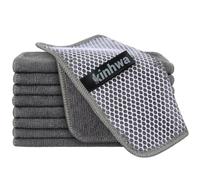 KinHwa Lot de 9 torchons de Cuisine en Microfibre absorbants à séchage Rapide avec côté à récurer en Polyester, idéal pour Le Nettoyage de la Cuisine et Le Nettoyage de la Maison, 17,8 x 18,8 cm, lot