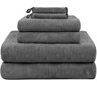 KinHwa Serviettes de Bain absorbantes Serviettes de Bain Douces Serviettes en Microfibre pour piscines, salles de Sport, Camping, Yoga, Voyages（Gris foncé，76x152cm x2+40x76cm x2+15x30cm x2）