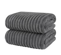 KinHwa Serviettes de Bain absorbantes Serviettes de Bain Douces Serviettes en Microfibre pour piscines, salles de Sport, Camping, Yoga, Voyages, Fitness （Rayures Bonbon Gris ，90x180cm 2 pièce）