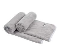 KinHwa Serviettes Essuie Main en Microfibre, 40x76cm, Lot de 2 Super Doux Serviettes pour Salle de Bain et la Cuisine,Ultra Absorbent Serviette invité pour la Main à séchage Rapide Gris Clair