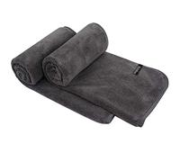 KinHwa Serviettes Essuie Main en Microfibre, 40x76cm, Lot de 2 Super Doux Serviettes pour Salle de Bain et la Cuisine,Ultra Absorbent Serviette invité pour la Main à séchage Rapide Gris foncé