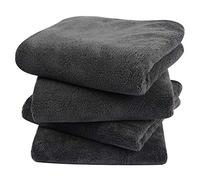 KinHwa Serviettes Essuie Main en Microfibre, 40x76cm, Lot de 4 Super Doux Serviettes pour Salle de Bain et la Cuisine,Ultra Absorbent Serviette invité pour la Main à séchage Rapide Gris foncé