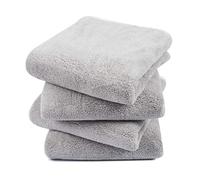 KinHwa Serviettes Essuie Main en Microfibre, 40x76cm, Lot de 4 Super Doux Serviettes pour Salle de Bain et la Cuisine,Ultra Absorbent Serviette invité pour la Main à séchage Rapide Gris Clair