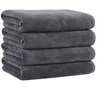 KinHwa Set de 4 Microfibre Serviettes invité,Doux essuie Main pour la Cuisine,draps de Bain à absorbantes et séchage Rapide 40cm x 76cm Gris