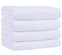 KinHwa Set de 4 Microfibre Serviettes invité，Doux essuie Main pour la Cuisine,draps de Bain à absorbantes et séchage Rapide 40cm x 76cm Blanc