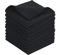 KinHwa Torchons Noir Lavable Torchon Microfibre 30x30cm 10 Pièces | chiffon microfibre gaufré, lavette cuisine, lavable, super absorbant, sans peluche, séchage rapide