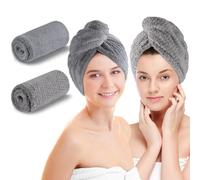KinHwa Turban pour Cheveux Serviette Turban avec Bouton 2 pièces Super absorbante Séchage Rapide Microfibre Turban Cheveux Serviette pour Cheveux Longs Boucles Serviettes pour la tête