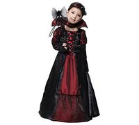 Kiniris Déguisement Vampire Fille Costume Halloween Enfant Fille Déguisement Comtesse Gothique Dame Halloween Cosplay Costume Théâtre Fête Carnaval (7-9 ans, Rouge Noir)