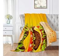 KINITA Plaid Polaire 180 x 200 cm Fast Food, Plaide Douce en Microfibre Flanelle Couverture lit 2 Personnes 3D Impression Double Burger Couverture Plaide Adulte Enfant pour Canape et Lit