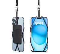 Kinizuxi 2 Packs Tour de Cou Telephone avec Poche Pour Cartes, Silicone Universelle Cordon Telephone Portable Collier de Longe Compatibles avec Plupart des Smartphones-Noir