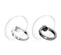 Kinizuxi Lot de 2 anneaux de support pour téléphone portable, anneau de téléphone à paillettes en diamant universel rotatif à 360 degrés, anneau transparent compatible avec divers téléphones mobiles