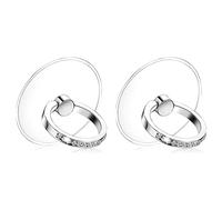 Kinizuxi Lot de 2 anneaux de support pour téléphone portable - Avec diamant scintillant - Rotation à 360 ° - Compatible avec tous les smartphones - Pour iPhone, tablette et coque de téléphone (argent)