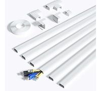 kinkaivy Gaine de câble Murale de 2,4 m pour câble TV, Cache-câble Mural, kit de goulottes de câble Blanc pour Cacher 3-4 Fils pour TV et Ordinateurs dans Le Bureau à Domicile, 6 x L 400 mm, l 30 mm
