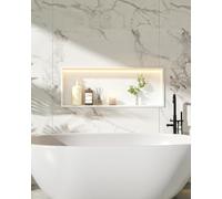 KINKIB Niche de douche LED pour salle de bain - 76,2 x 30,5 cm, acier | Blanc chaud 3000 K | Protection IP67 contre l'eau et la poussière | Pilote LED certifié UL | Câble flexible de 4,9 m |