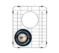 KINKIB Protection d'évier de cuisine inox 11'' x 33 cm avec bonde arrière | Grilles d'évier pour fond d'évier de cuisine, évacuation arrière pour évier de cuisine à cuve unique avec rayon d'angle S304