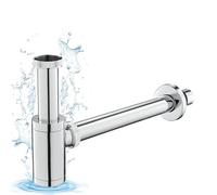 KINKIBOS Siphon Universel pour Lavabo, Siphon en Laiton 1 1/4, Syphon Anti-Odeur avec Orifice de Nettoyage, Bonde de Lavabo Réglable, Chromé