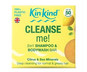 KinKind Barre de shampoing - Barre de shampoing solide et de gel douche 2 en 1 CLEANSE me pour cheveux normaux à gras, barre de shampoing naturelle, barres de shampoing de voyage pour cheveux