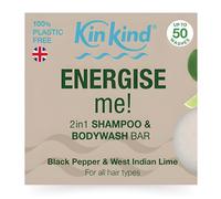 KinKind Energy Me Barre de shampooing solide 2 en 1 pour cheveux, barbe et corps pour homme, savon naturel, barres de shampooing de voyage pour cheveux UK | Jusqu'à 50 lavages - Végétalien
